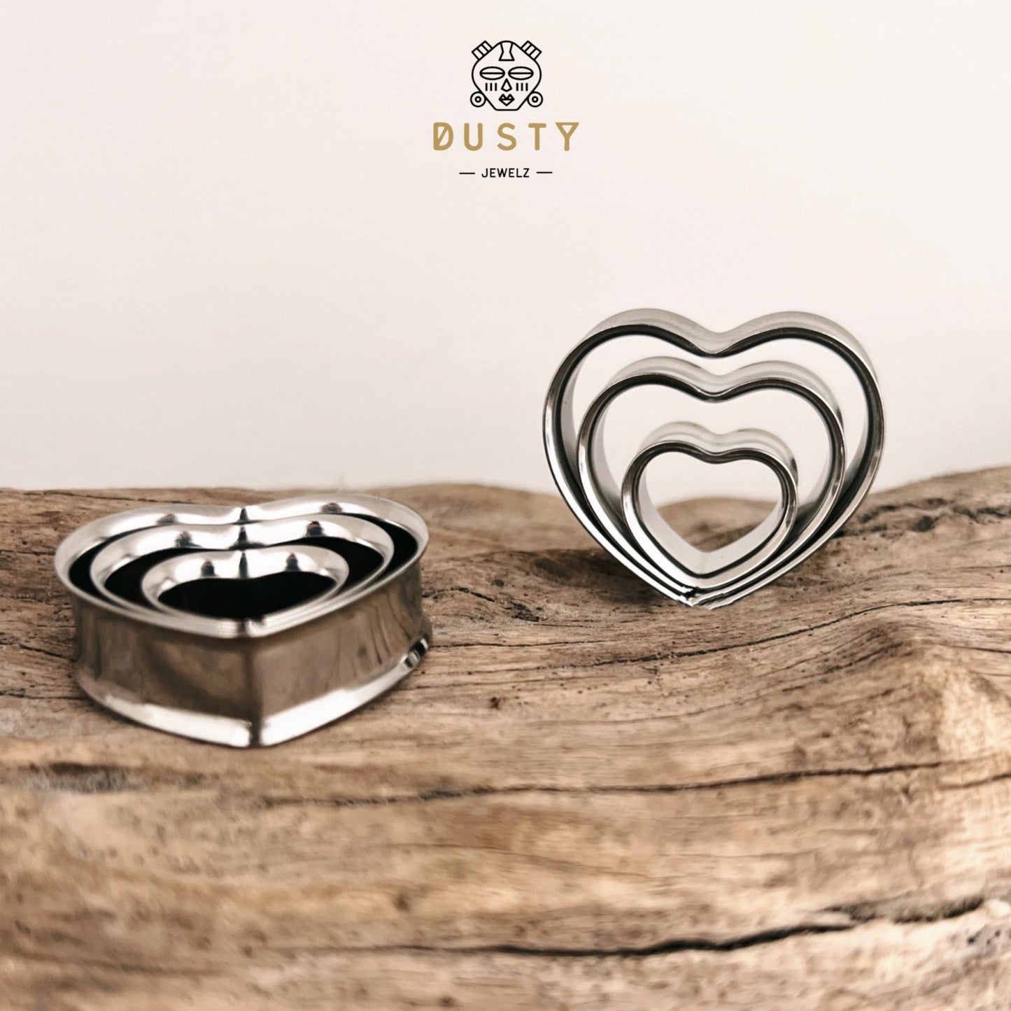 Heart Swirl Ear Tunnels | Spiral Multi Layered Steel Plugs - DustyJewelz