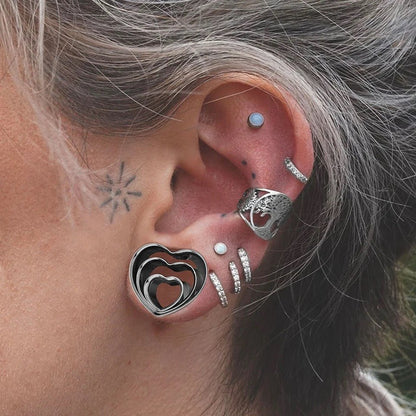 Heart Swirl Ear Tunnels | Spiral Multi Layered Steel Plugs - DustyJewelz