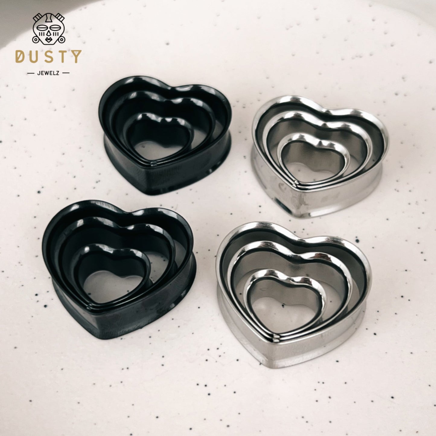 Heart Swirl Ear Tunnels | Spiral Multi Layered Steel Plugs - DustyJewelz