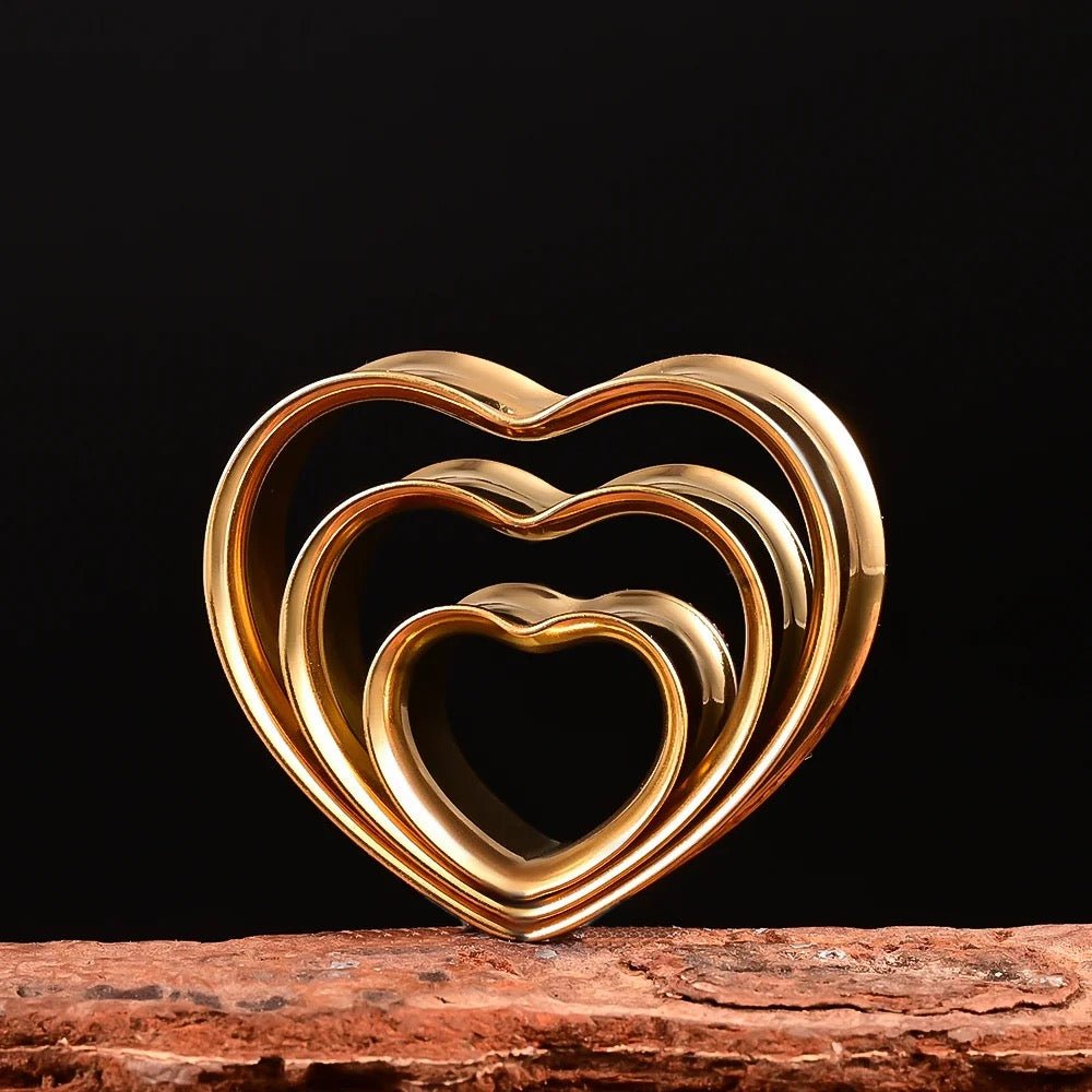 Heart Swirl Ear Tunnels | Spiral Multi Layered Steel Plugs - DustyJewelz