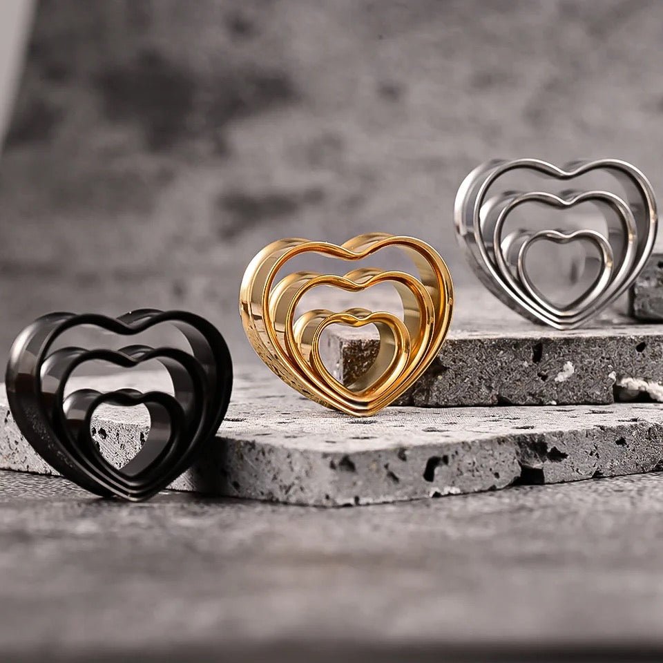 Heart Swirl Ear Tunnels | Spiral Multi Layered Steel Plugs - DustyJewelz