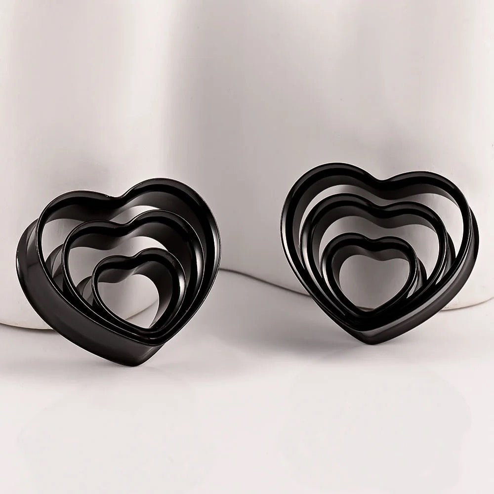 Heart Swirl Ear Tunnels | Spiral Multi Layered Steel Plugs - DustyJewelz