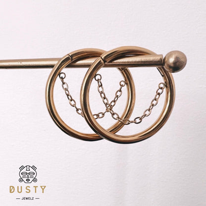 Hoop Ear Weights With Centred Chain - DustyJewelz