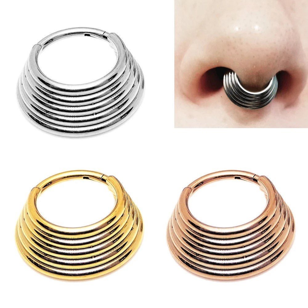 Layered Septum Ring | Five Stack Nose Clicker Ring – DustyJewelz