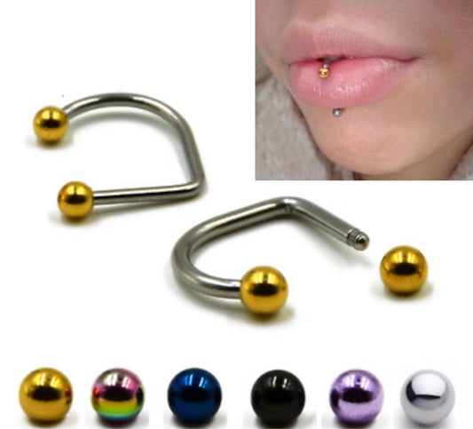 Lippy Loop Labret Ring | Lip Hugger U- Shaped Horseshoe - DustyJewelz