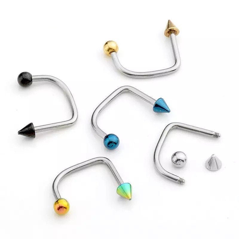 Spike Lippy Loop Labret Ring | Lip Hugger U - Shaped Horseshoe ...