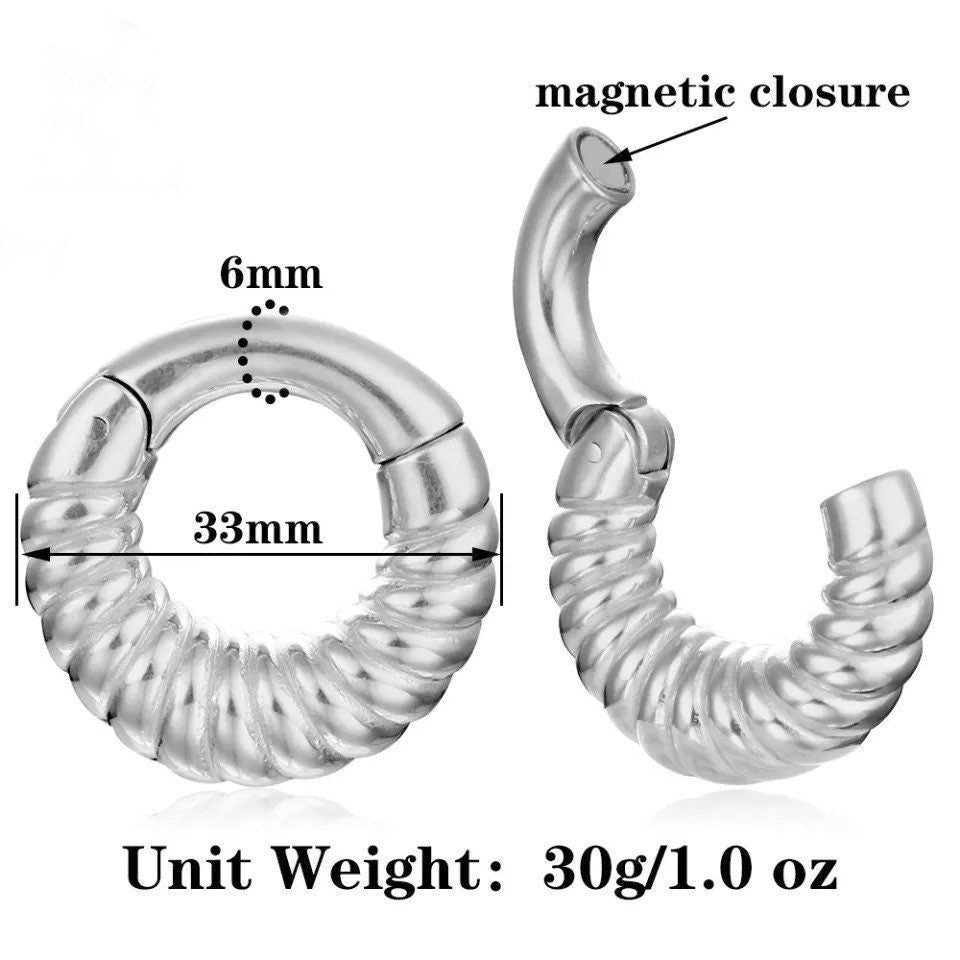 Magnetic Circle Ear Weight| Stainless Steel Gauge Ear Weights | Hoops | Ear Plugs | Body Jewelry | Ear Hanger - DustyJewelz