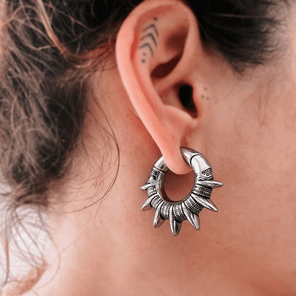 Carved Spike Hoop Ear Weights | Magnet Closure Hoops