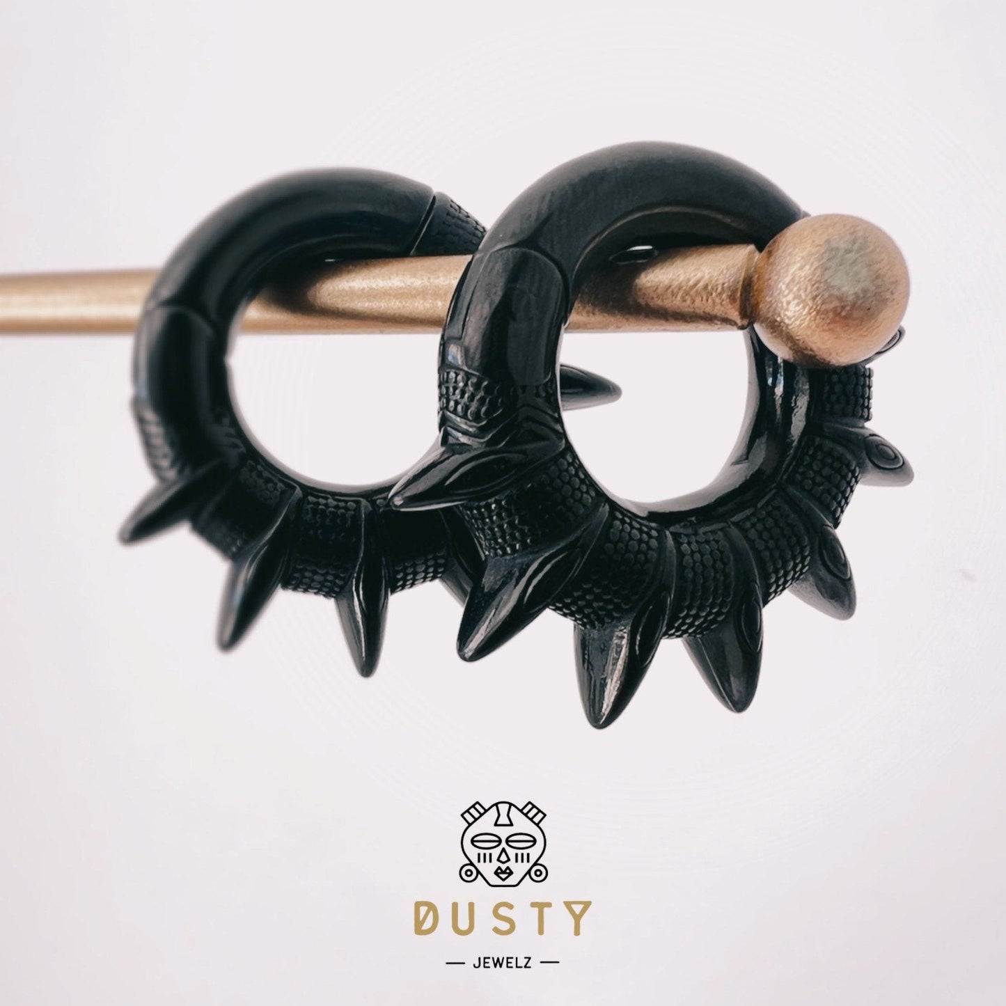 Carved Spike Hoop Ear Weights | Magnet Closure Hoops