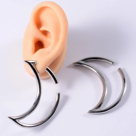 Moon Crescent Ear Weights | Heavy Earweights | Ear Hangers | Gauges Jewelry | Stretched Ears | Alternative Jewellery | Ear Spirals