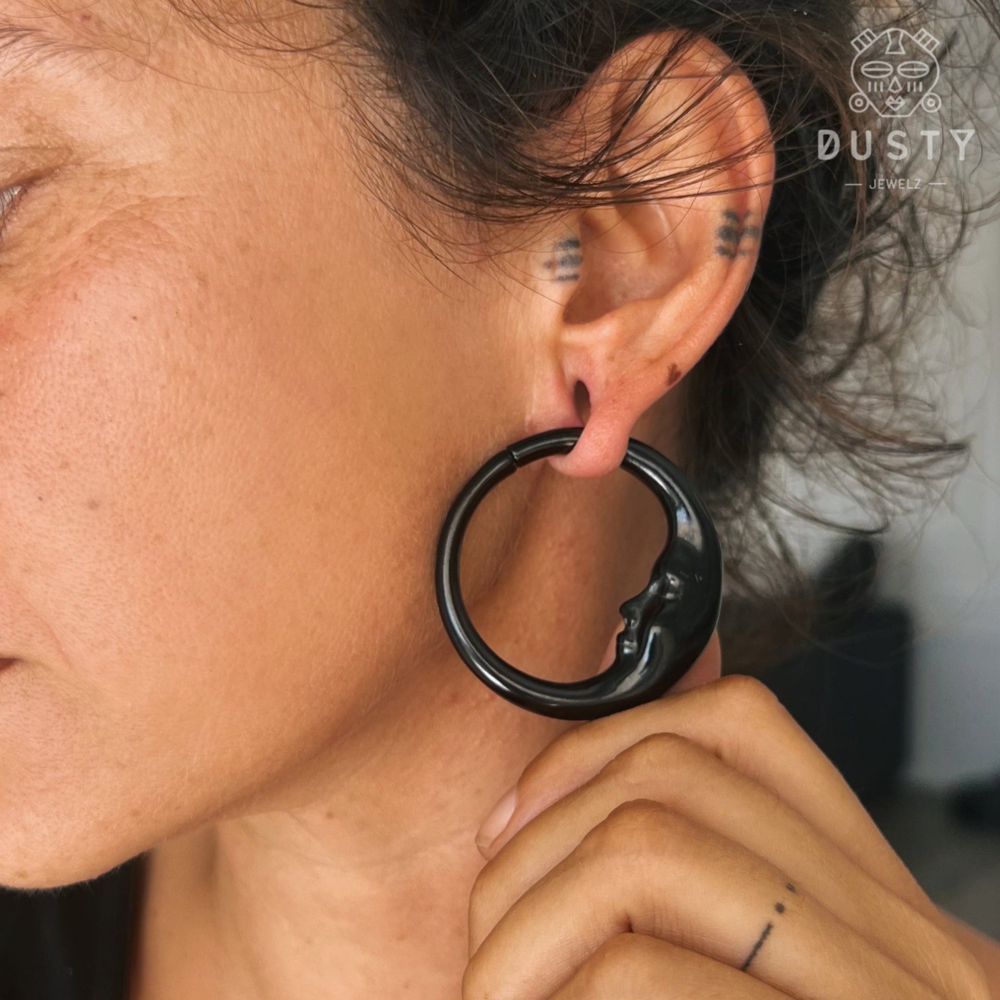 Moon Ear Weights | Crescent Hoop Lobe Hangers - DustyJewelz