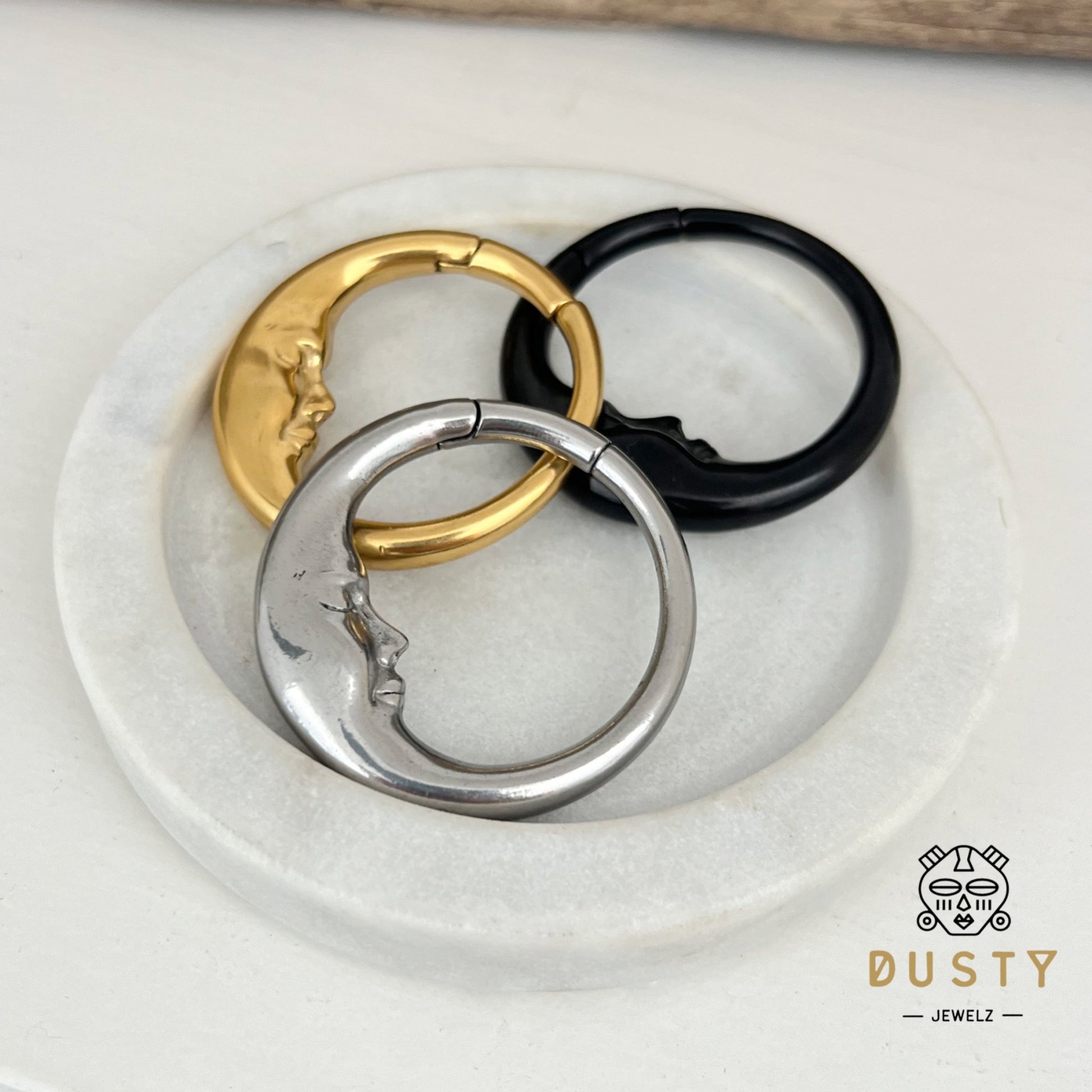 Moon Ear Weights | Crescent Hoop Lobe Hangers - DustyJewelz