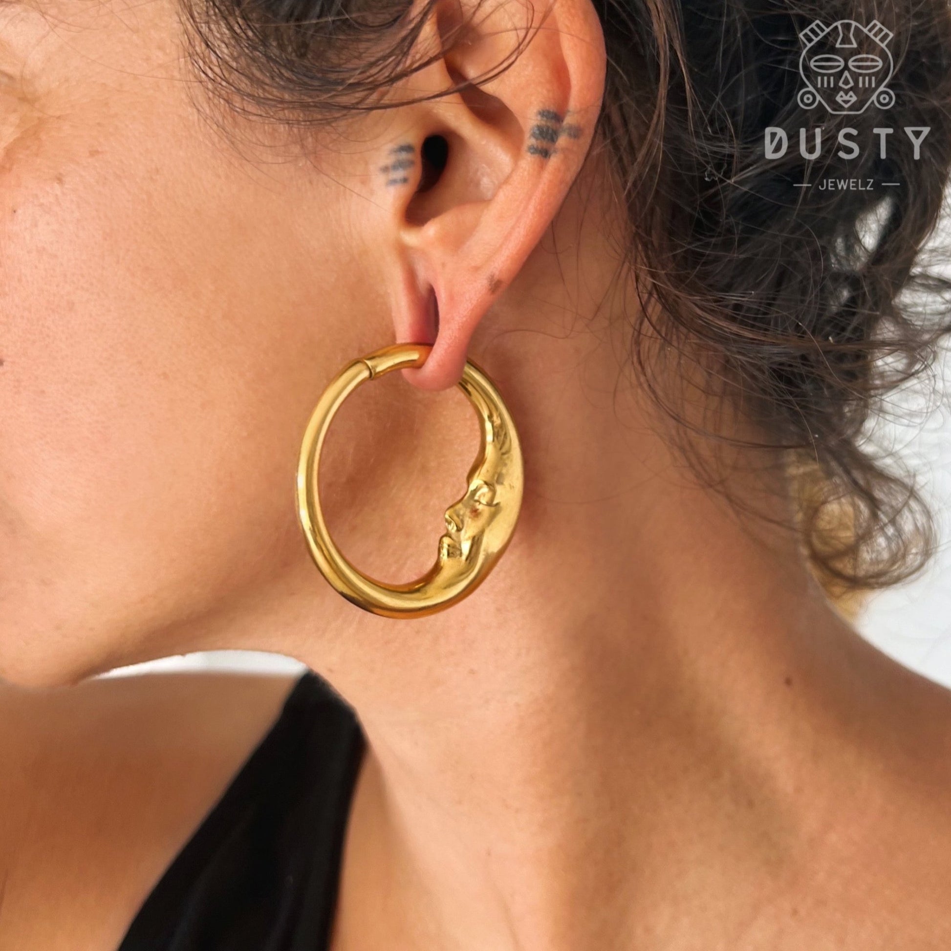 Moon Ear Weights | Crescent Hoop Lobe Hangers - DustyJewelz