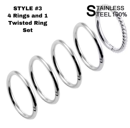 Multi Ring Stack And Lobe Cuffs | Ear Stacking Clicker Rings