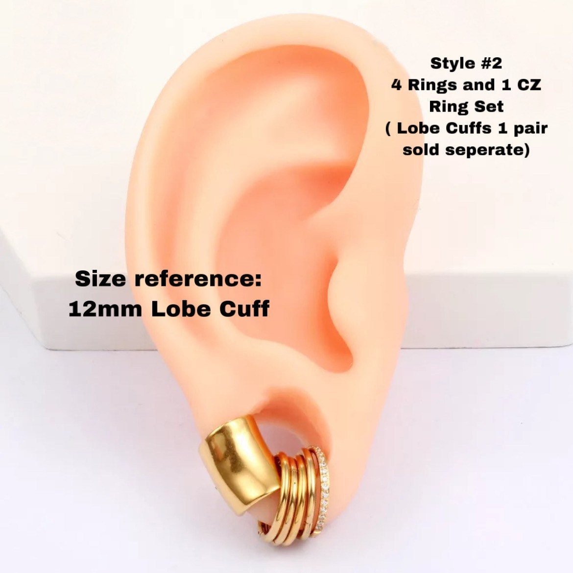 Multi Ring Stack And Lobe Cuffs | Ear Stacking Clicker Rings