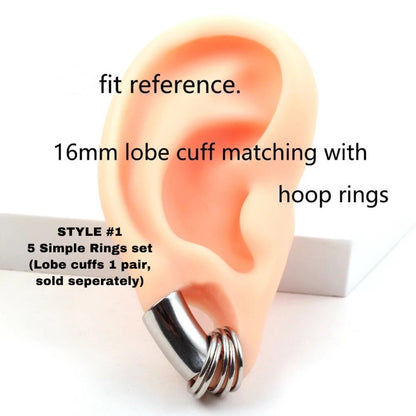 Multi Ring Stack And Lobe Cuffs | Ear Stacking Clicker Rings