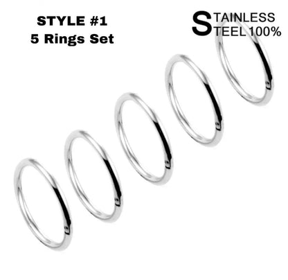 Multi Ring Stack And Lobe Cuffs | Ear Stacking Clicker Rings