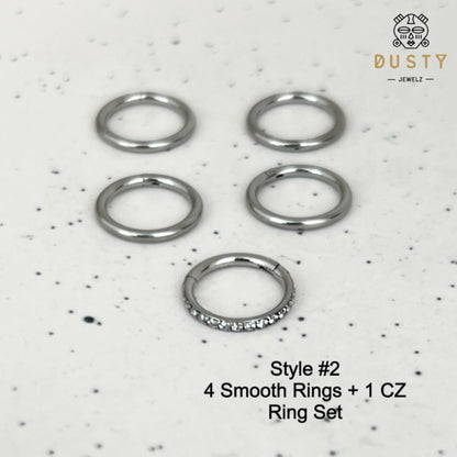 Multi Ring Stack And Lobe Cuffs | Ear Stacking Clicker Rings