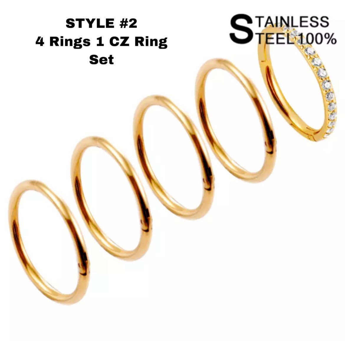 Multi Ring Stack And Lobe Cuffs | Ear Stacking Clicker Rings