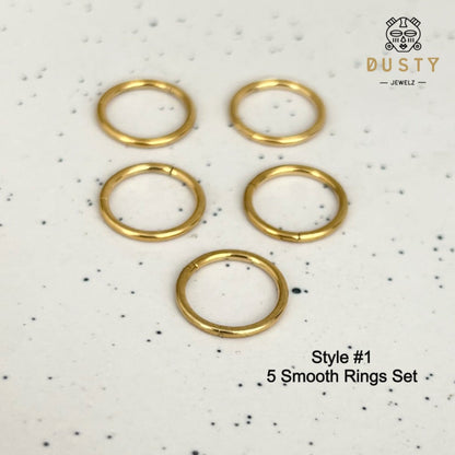 Multi Ring Stack And Lobe Cuffs | Ear Stacking Clicker Rings