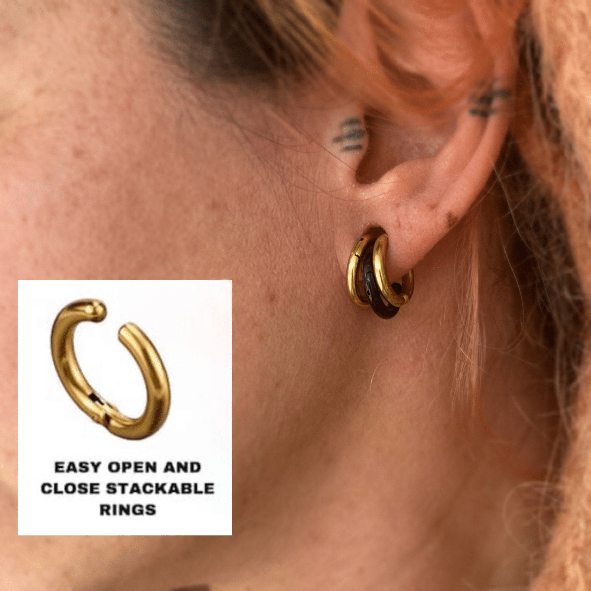 Multi Ring Stack For Stretched Ears Easy Open Close DustyJewelz