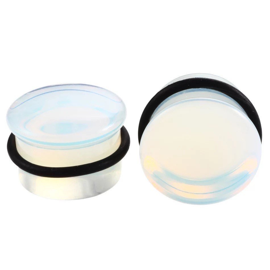 Opalite Stone Plugs | Convex Single Flare - DustyJewelz