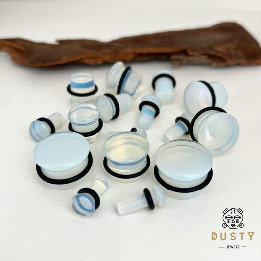 Opalite Stone Plugs | Convex Single Flare - DustyJewelz