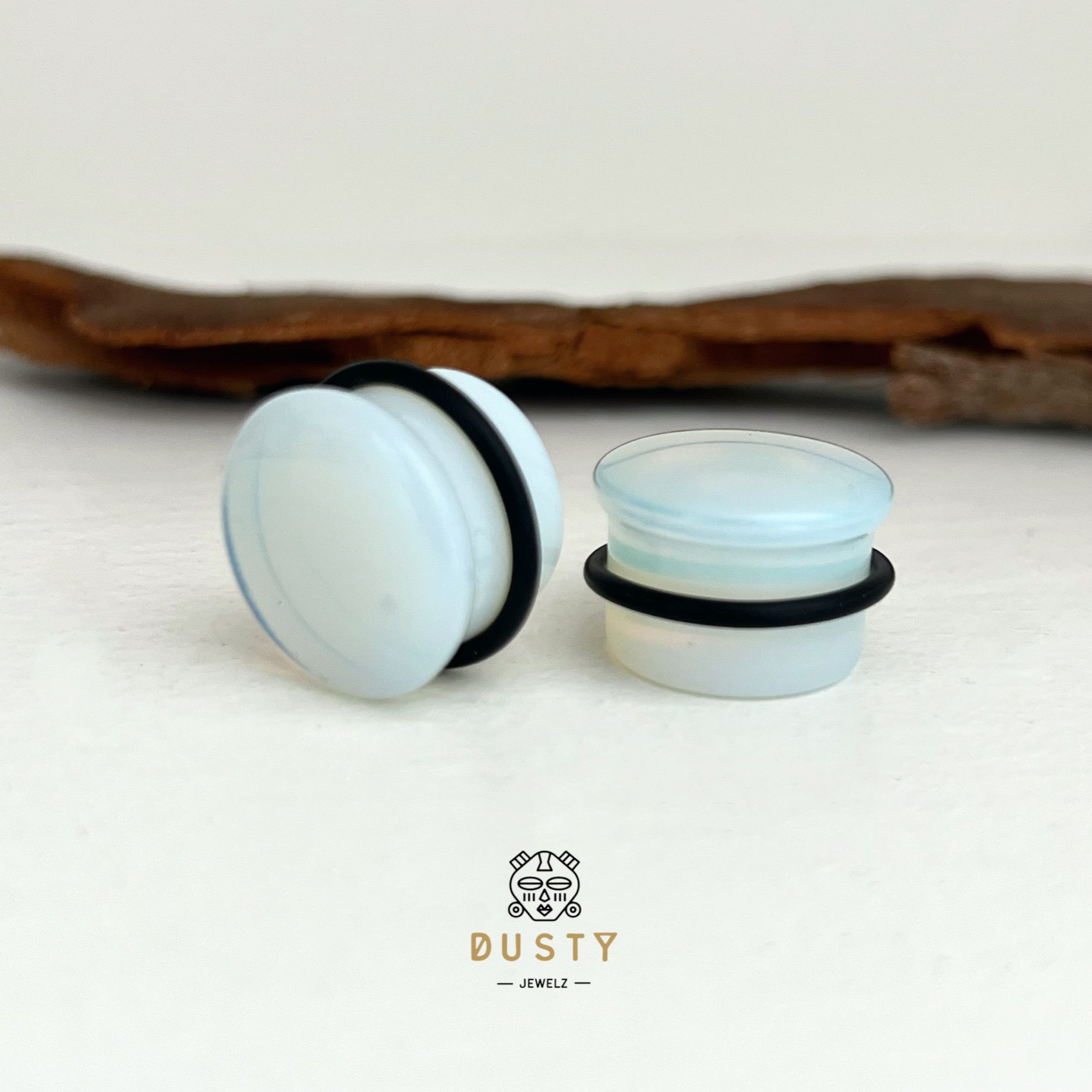 Opalite Stone Plugs | Convex Single Flare - DustyJewelz