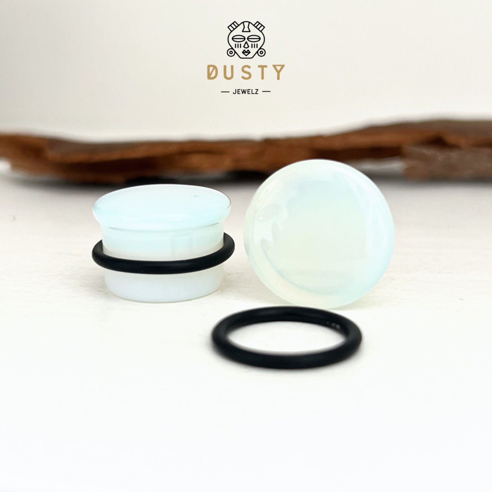 Opalite Stone Plugs | Convex Single Flare - DustyJewelz