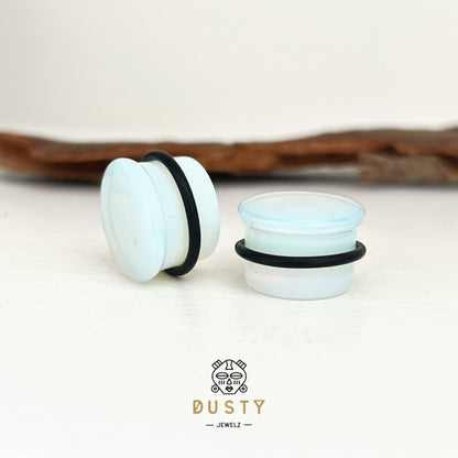 Opalite Stone Plugs | Convex Single Flare - DustyJewelz