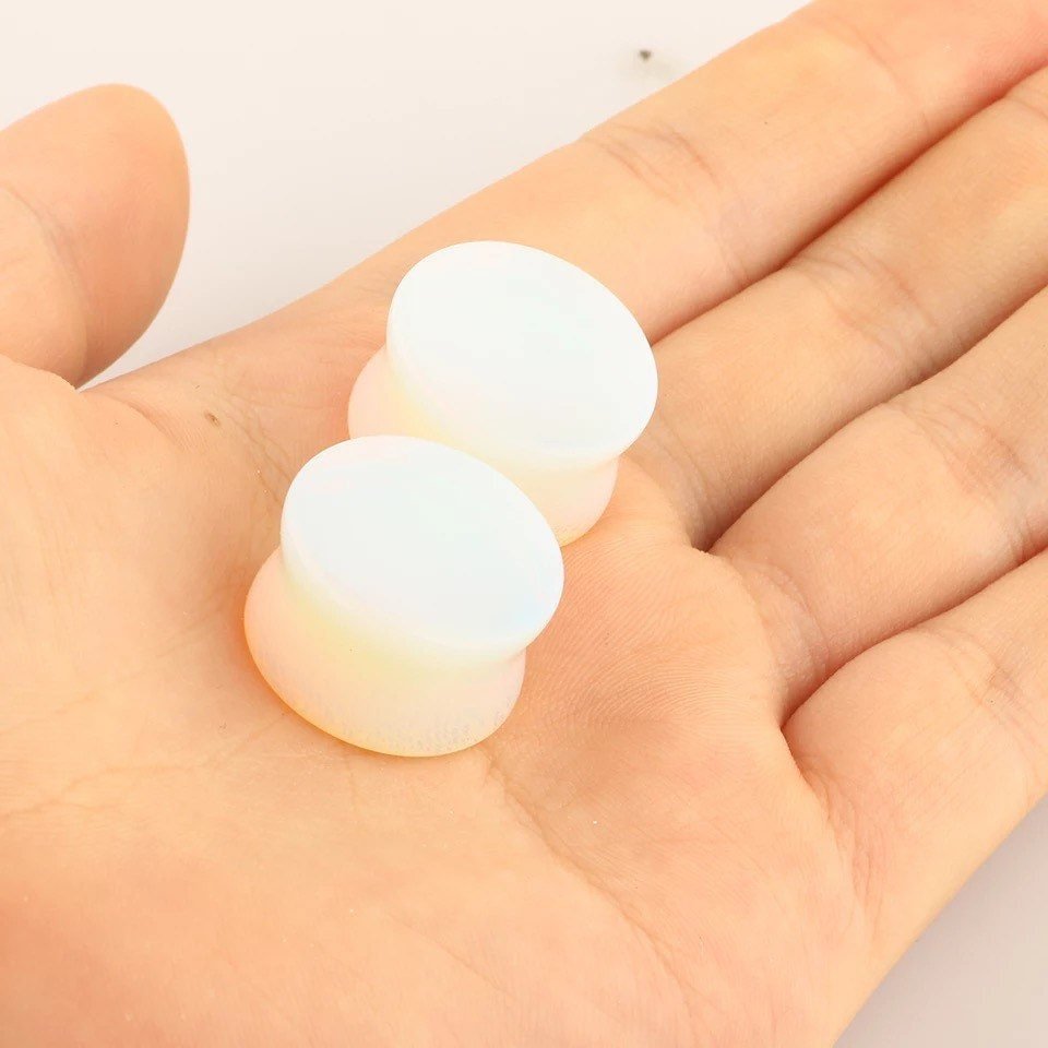 Opalite Stone Plugs | Double Flare - DustyJewelz