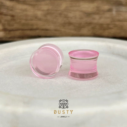 Pink Acrylic Plugs | Double Flare | 0G - 30mm - DustyJewelz