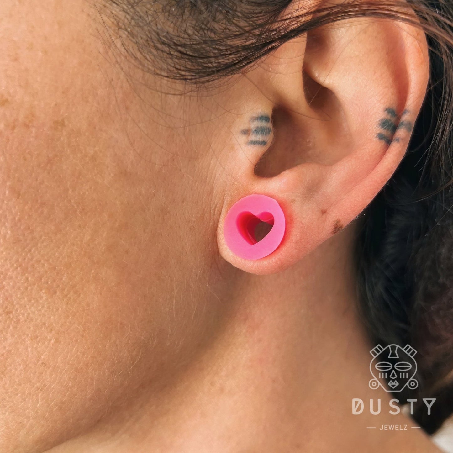 Pink Heart Silicone Plugs | Flexible Tunnels - DustyJewelz
