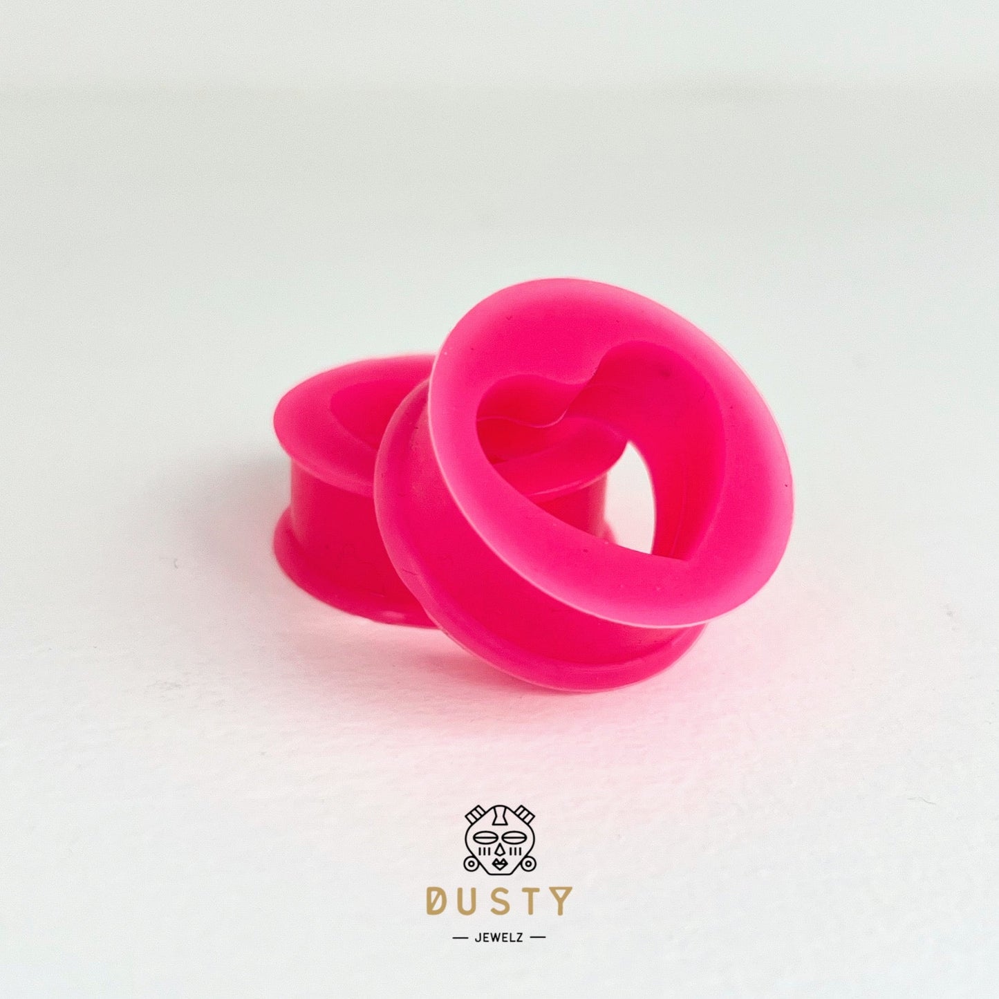 Pink Heart Silicone Plugs | Flexible Tunnels - DustyJewelz