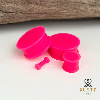 Pink Silicone Plugs | Double Flare - DustyJewelz