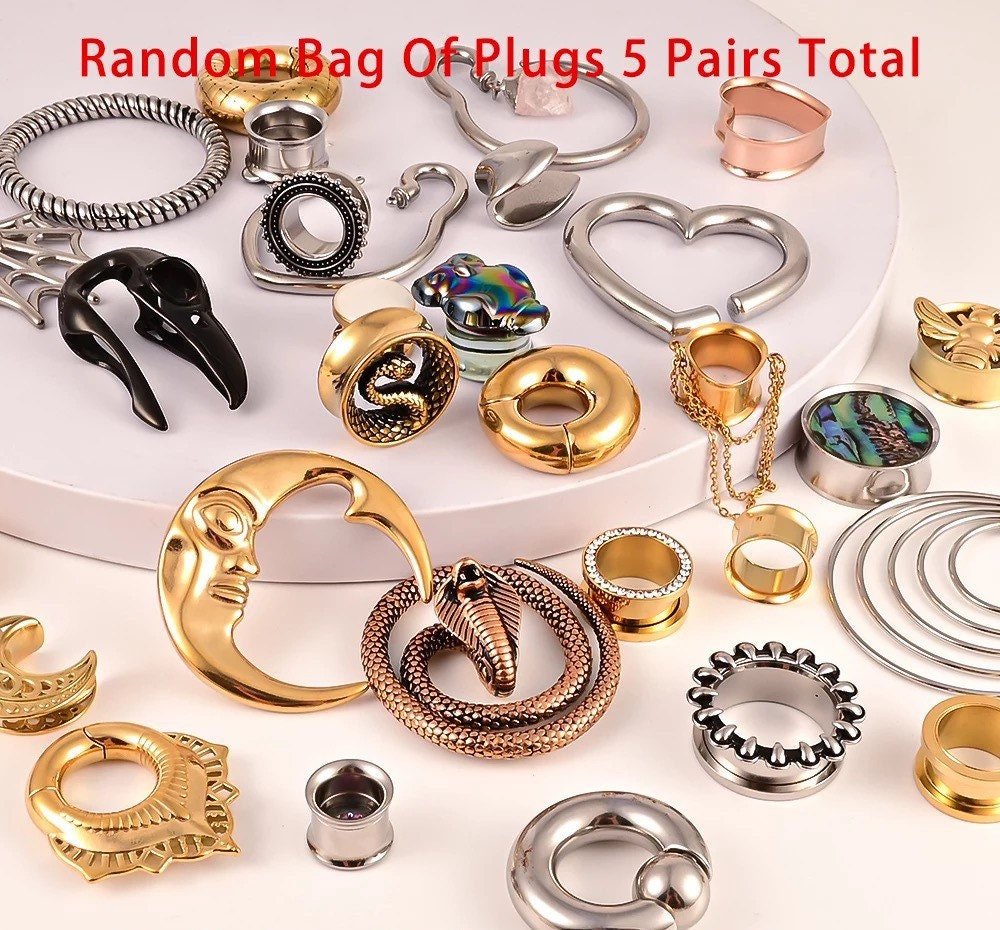 Plugs Mystery Bag | Random Lucky Bag Of 5 Pairs - DustyJewelz