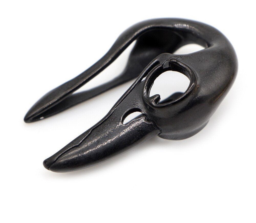 Raven Skull Ear Weights | Crow Bird Earweights | Viking Ear Hangers | Gauges Jewelry | Stretched Ears | Alternative Jewellery | Ear Hanger - DustyJewelz