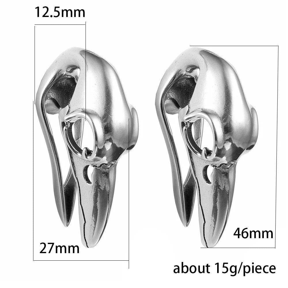Raven Skull Ear Weights | Crow Bird Earweights | Viking Ear Hangers | Gauges Jewelry | Stretched Ears | Alternative Jewellery | Ear Hanger - DustyJewelz