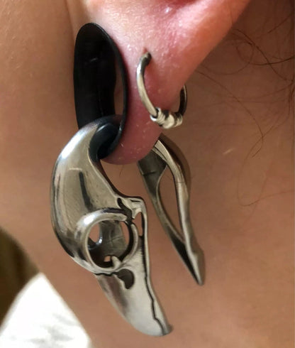Raven Skull Ear Weights Bird Lobe Hangers DustyJewelz