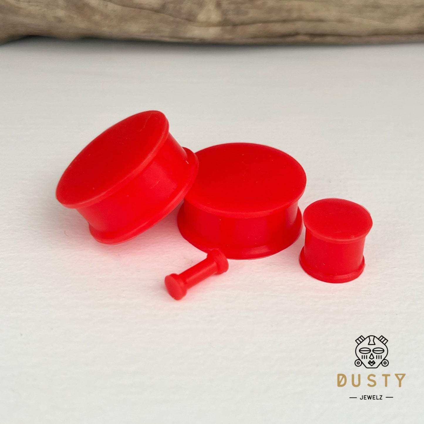 Red Silicone Plugs | Double Flare - DustyJewelz
