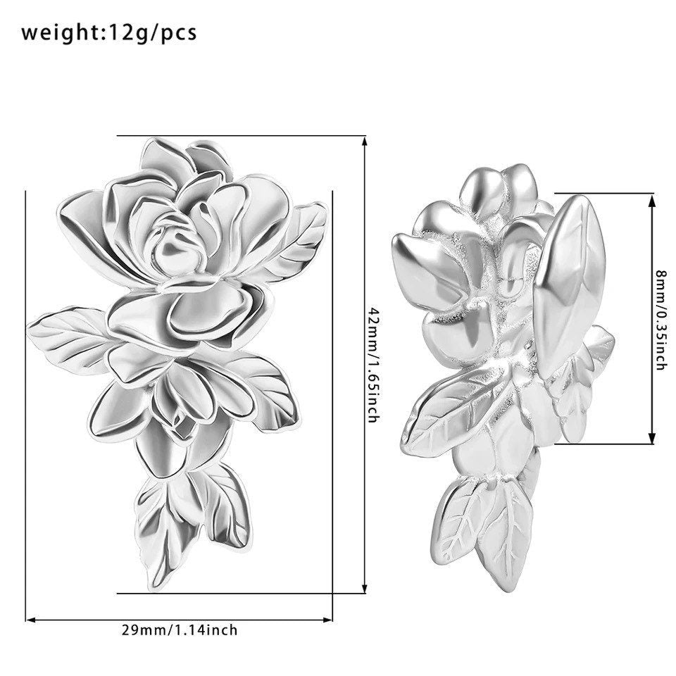Rose Flower Ear Weights | Floral Lobe Hangers - DustyJewelz