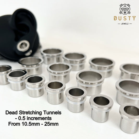 Single Flare Steel Tunnels | Dead Stretching Plugs| 10.5mm-25mm | 0.5mm Increments - DustyJewelz