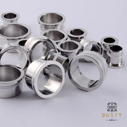 Single Flare Steel Tunnels | Dead Stretching Plugs| 10.5mm-25mm | 0.5mm Increments - DustyJewelz