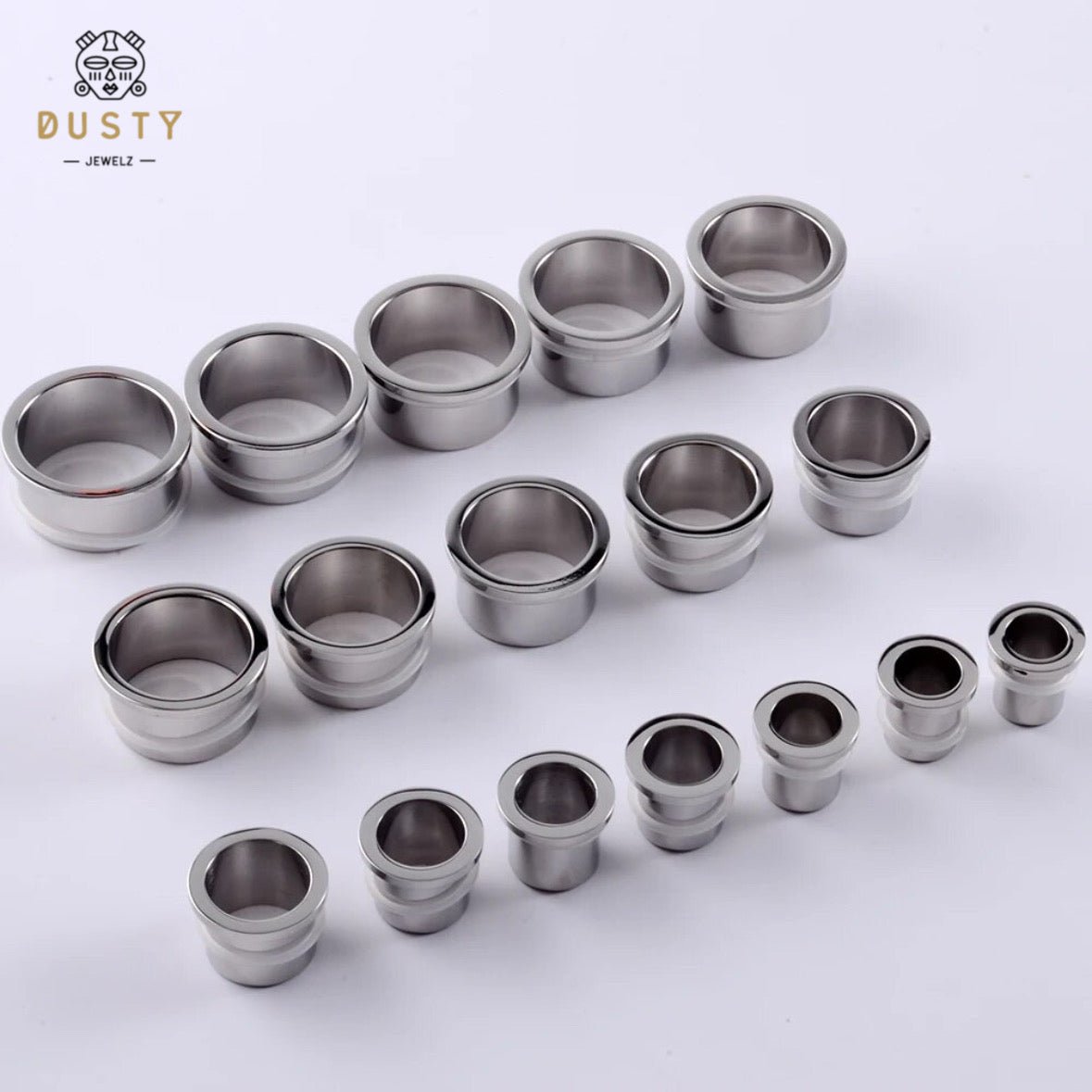 Single Flare Steel Tunnels | Dead Stretching Plugs| 10.5mm-25mm | 0.5mm Increments - DustyJewelz