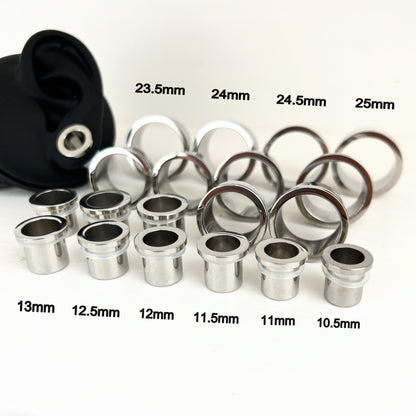 Single Flare Steel Tunnels | Dead Stretching Plugs| 10.5mm-25mm | 0.5mm Increments - DustyJewelz