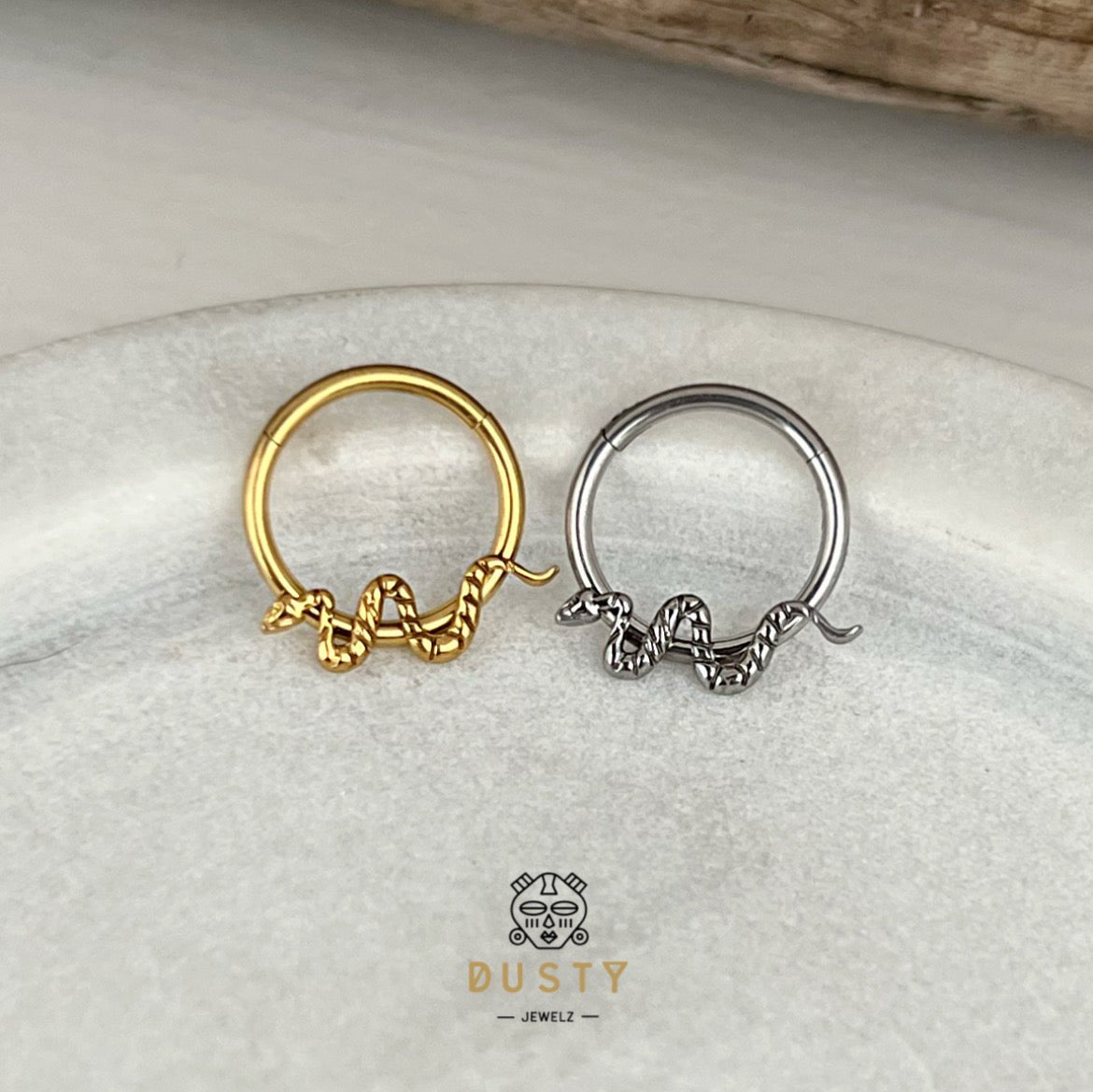 Septum Ring Snake Nose Ring Gold Titanium Snake Earrings Hinged