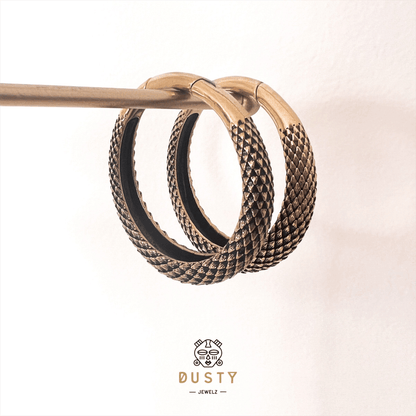 Snakeskin Hoops Ear Weights | Carved Hangers - DustyJewelz