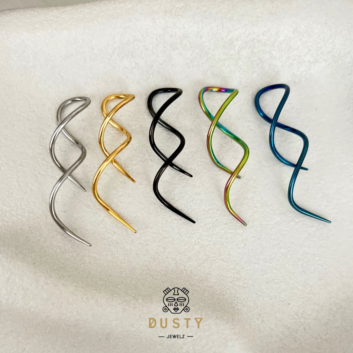 Spiral Twist Tapers | Snake Curl Lobe Hangers - DustyJewelz
