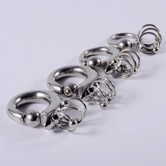 Spring Loaded Ball Closure Triple Ring Detail - DustyJewelz