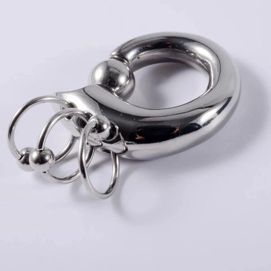 Spring Loaded Ball Closure Triple Ring Detail - DustyJewelz